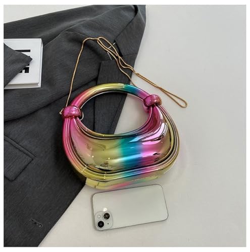 Image of Acrylic Evening Clutch Purse Top-handle Moon Hobo Bag, Elegant Marble Handbag for Wedding Cocktail Party