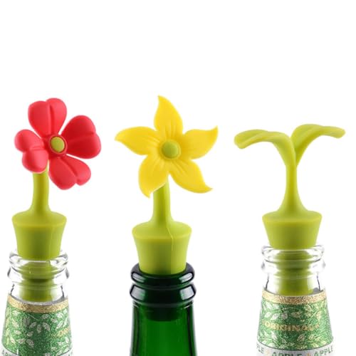 Tapones de silicona para vino que conservan la frescura con diseño de flores 5