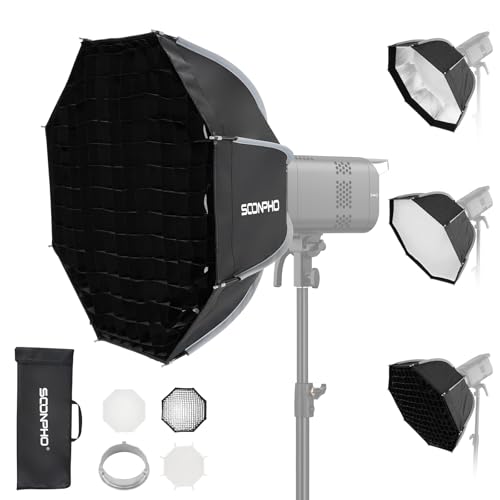 Soonpho 26"/65cm Octagonal Softbox, Quick Release Bowens Mount Softbox with Honeycomb Grid, Light Diffusers, Bag for Godox SL60W, SL60IID, SL60IIBI, for Neewer CB60B, FS150B, CB100C, for Amaran 200x S - image 1