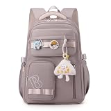 Mochila Nylon Impermeável, 47x35x24cm, Multi-Compartimentos, Alças Ajustáveis (Roxo)