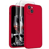 FireNova Designed for iPhone 14 Case, Silicone Upgraded [Camera Protection] Phone Case with [2 Screen Protectors], Soft Anti-Scratch Microfiber Lining Inside, 6.1 inch, Deep Red