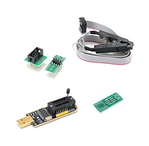 ElectroWorldFR CH341A USB Programmer 24/25 Series EEPROM Flash BIOS + SOIC8 SOP8 Clip Adapter Module Cover