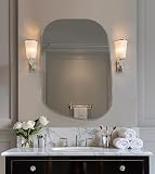 Picture of ANDY STAR Chrome Irregular Mirror, 24"x36" Silver Asymmetrical Wall Mirror in Stainless Steel Metal Frame, Unique Vanity Mirror with Modern Curved Design, Ideal for Bathroom, Bedroom, Entryway