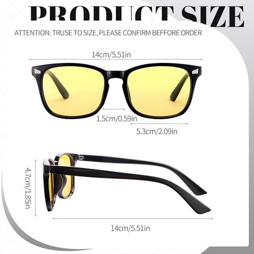 Image of Polarized Sunglasses for Women Men Night Vision Glasses Anti Glare | Yellow Anti Glare UV400 Lens, Lightweight Square Frame, for Day Night Use, Driving, Fishing, Cycling, Traveling