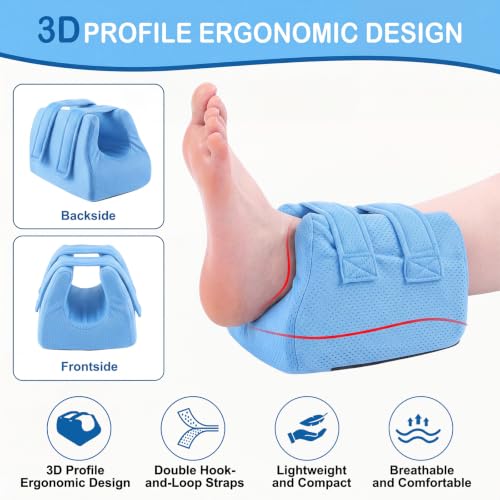 Image of Novabright 2 Pcs 3D Heel Protectors Foot Wedge Pillows Support Boot Bed Sore Pillow for Pressure Sores Bedridden Patients Relief Pressure Ankle Ulcers (Wathet)