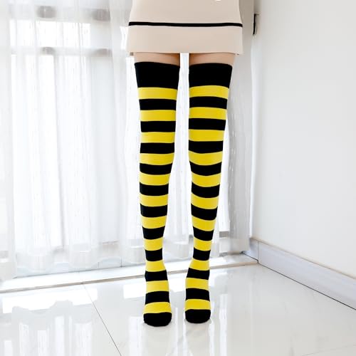 Image of Kayhoma Extra Long Cotton Stripe Thigh High Socks Over the Knee High Socks