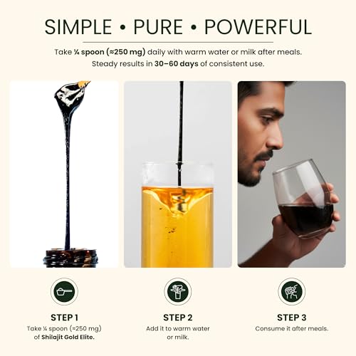 Image of Amrithya Pure Himalayan Shilajit Gold Elite Resin 20g | Fulvic Acid & Trace Mineral Rich Ayurvedic Resin | Authentic Himalayan Shilajit for Daily Wellness for Men & Women - 40 Serving