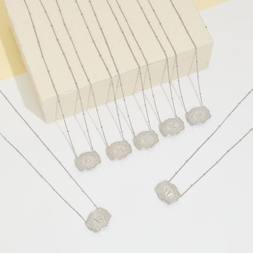 Belt Buckle Necklace With Initial For Women, 18k Gold Plated Mini Embossed Letter Pendant Western Charm Gift Jewelry3