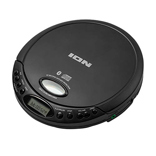 ION Audio CD GO - Retro Portable CD Player With Headphones and Bluetooth Connectivity to Stream to any Bluetooth Speaker or Bluetooth Headphones