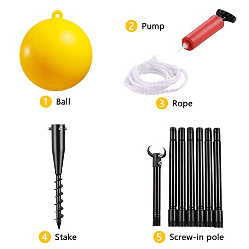 Tetherball Set With Base - Heavy Duty Tetherball Set Ball And Rope And Pole 9.3Ft - Portable Tether Ball Set For Kids Dogs Backyard #TOP5