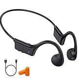 Casque Conduction Osseuse Bluetooth, Écouteur Conduction Osseuse Sans Fil Oreilles Ouvertes avec Micro, Open Ear Sport Étanche Conduction Casque pour Course à Pied, Sport, Cyclisme, Fitness (Noir)