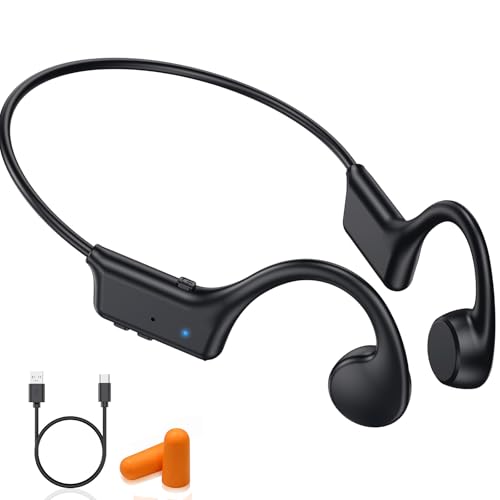 Casque Conduction Osseuse Bluetooth, Écouteur Conduction Osseuse Sans Fil Oreilles Ouvertes avec Micro, Open Ear Sport Étanche Conduction Casque pour Course...