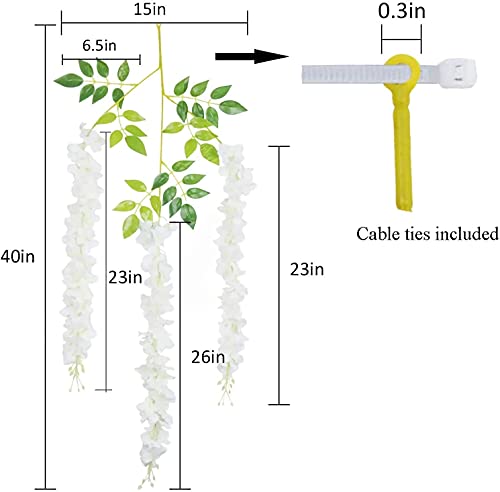 Tonchean Wedding Artificial Flowers 24 Pack 3.6 Feet White Wisteria Party Decorations For Home Garden Outdoor Ceremony Wedding Arch Floral Decor #TOP1