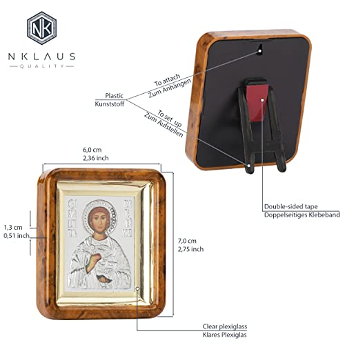 NKlaus Saint Pantaleon Icon in Frame with Plexiglass 7 x 6 cm Christian 11069, Holzimitat, Heiliger Pantaleon - Image 2