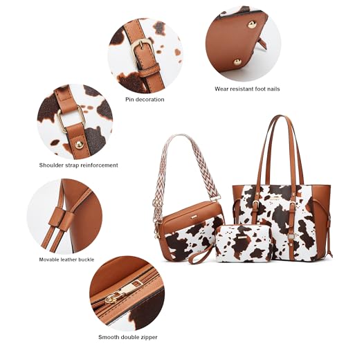 Image of Women Fashion Synthetic Leather Handbags Tote Bag Shoulder Bag Top Handle Satchel Purse Set