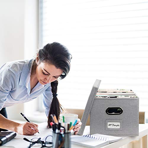 Zicoto Decorative File Box Organizer Set Of 2 - Collapsible Linen File Cabinet For Easy File Folder Storage - Store All Your Documents And File Folders In Style #TOP6