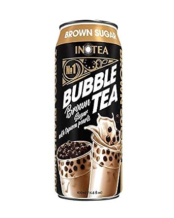 Bubble Tea Inotea Brown Sugar Canned Black Boba Tea 16.6oz Pack of 4