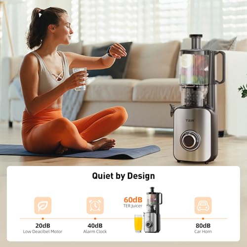 Juicer Machines, Cold Press Juicer with 4.8\" Wide Chute, Slow Masticating for Whole Vegetables & Fruits, Black - Thumbnail 3
