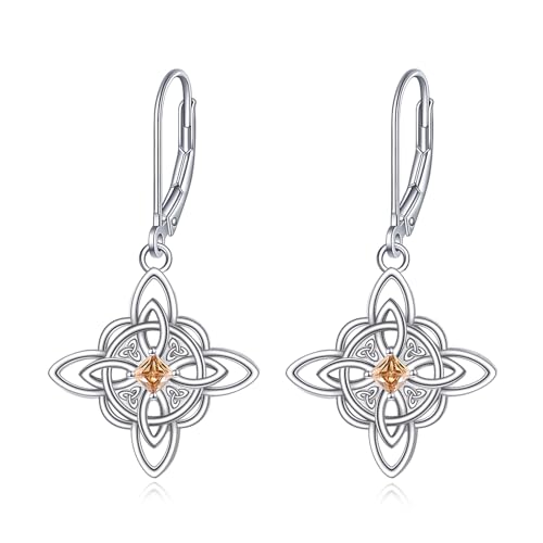 Boucles d'oreilles nœud de sorcière anti-allergie en argent avec dormeuses