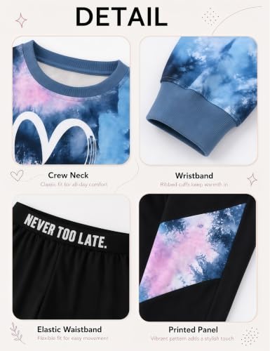 Image of Girls 2 Piece Outfits Kids Clothes Sets Sweatsuit Tracksuit Jogger Print Long Sleeve Sweatshirts Sweatpants 4-13Y