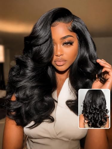 Image of Sunber Layer Body Wave Wig Human Hair Glueless 13x4 HD Lace Front Wig 18 inch
