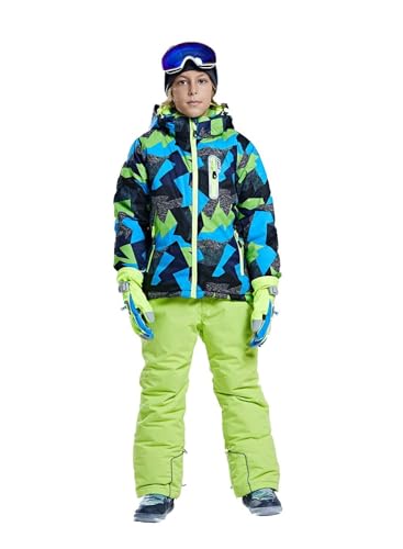 Image of WOWULOVELY Big Boy's 2-Piece Colorblock Snow Pants and Jacket Snowsuit Ski Suit