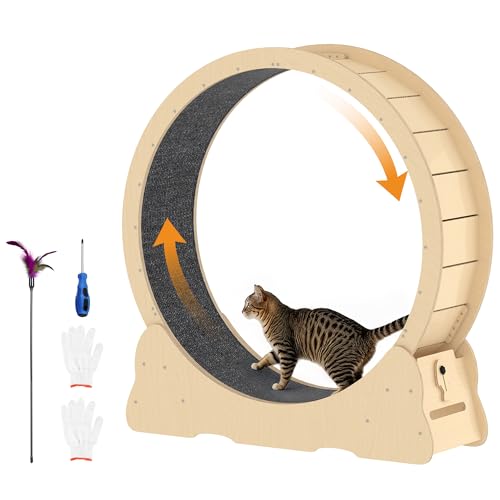 UNIONLINE Katzenlaufrad für Hauskatzen, 110cm leises großes Katztreadmill mit Abnehmbarer Belegter Laufbahn, Trainingslaufrad für...