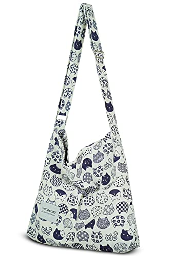 Image of Hobo Crossbody Bag for Women - Large Cotton Tote Shoulder Purse | Adjustable Strap