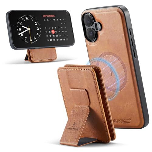 Étui iPhone 14 Pro marron porte-cartes support magnétique amovible