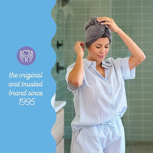 Image of Turbie Twist 2-Pack Microfiber Hair Towel for Beauty, Travel, Gifting - Hair Wrap Turban for Straight, Wavy & Curly Hair - Premium Personal Care - Grey & Light Pink