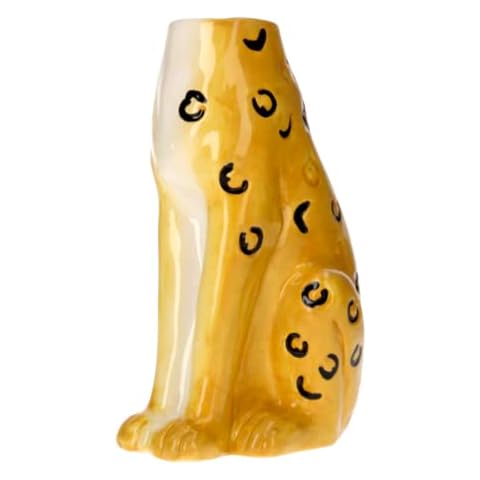 KEYHOMESTORE - Yellow Cheetah Body Ceramic Vase Modern Vase for Garden, Home, Kitchen, Living Room, Indoor and Outdoor Decoration Height 20cm Cover