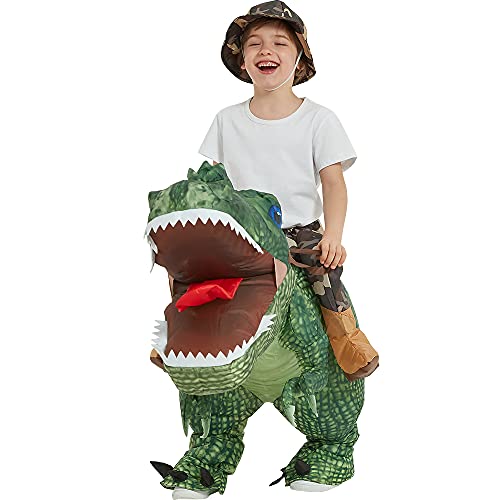 One Casa Inflatable Dinosaur Costume Riding T Rex Air Blow Up Funny Party Halloween Costume For Kids (4-6 Yrs) #TOP4