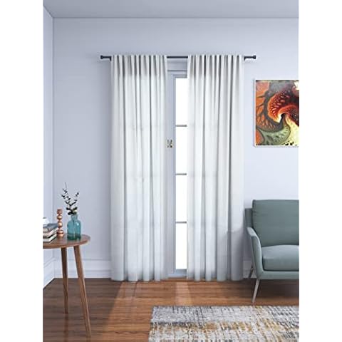 Micasa Decor 100% Cotton slub Duck Curtain White, Set of 2, Reverse Tab Top Window Panels,Machine Washable (50X84 Inch) Cover