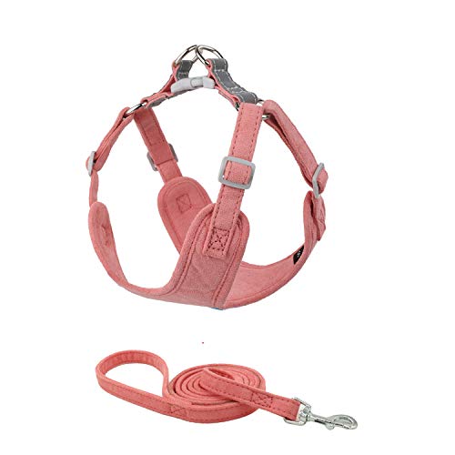 BONAWEN Puppy Harness Leash Set Lightweight Adjustable No Pulling Dog Vest Heavy Duty(Pink,M)