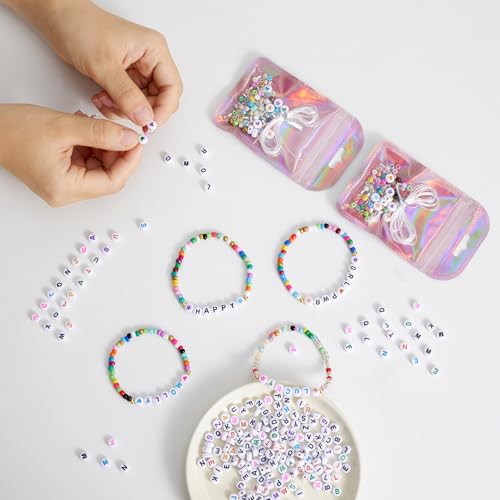 HMHOOXU 24 Set Friendship Bracelet Making Kit Party Favor DIY Jewelry Supplies Bead Set Make Your own Personalised Bracelet for Wedding Birthday Gift Craft Wrapped - Image 5