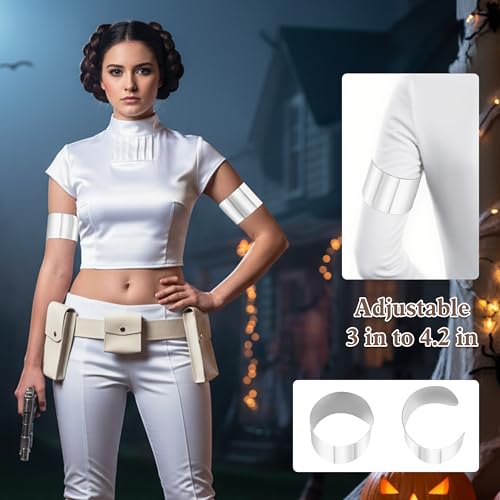3 Pcs Halloween Queen Costume women Accessories Include Cream Adjustable Holster Belt and Open Silver Cuff Bracelet for Women costumes party4
