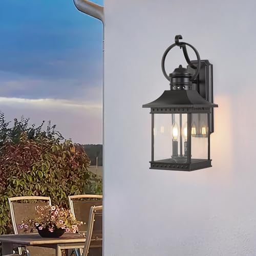 Outdoor-Lanterns-215-H-Large-Exterior-Sconce-Lights-2-Light-Black-Outdoor-Wall-Light-Fixtures-with-Clear-Glass-for-Porch-Patio-Farmhouse Outdoor Lanterns 215 H Large Exterior Sconce Lights 2 Light Black Outdoor Wall Light Fixtures with Clear Glass for Porch Patio Farmhouse