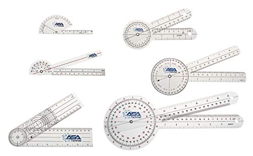 ASA TECHMED 6 Pcs 360Â° 12, 8 and 6 Inch Medical Spinal Goniometer Angle Protractor Angle Ruler