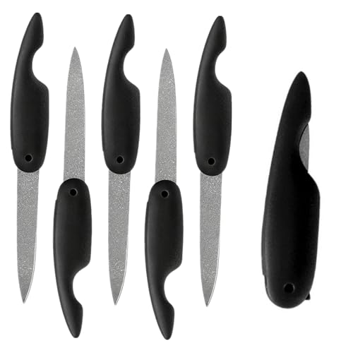 CXWTMQ 6pcs Mini Folding Steel Nail File Set, Compact Portable Keychain Accessories, Metal Fingernail Files for Natural Nails, Ideal for Men Hand Pedicure & Daily Grooming On-The-Go