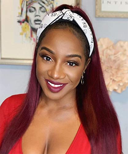 Nigteye Long Straight Headband Wigs Long Straight Wigs with Headband For Women Black Synthetic Headband Wigs Color(118)