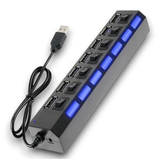 Hub Usb Externo Adaptador 7 Portas 2.0 Usb Led Alta Velocidade Laptop Pc Notebook Carregamento Rápido Expansão Aumento Dispositivos Múltiplos