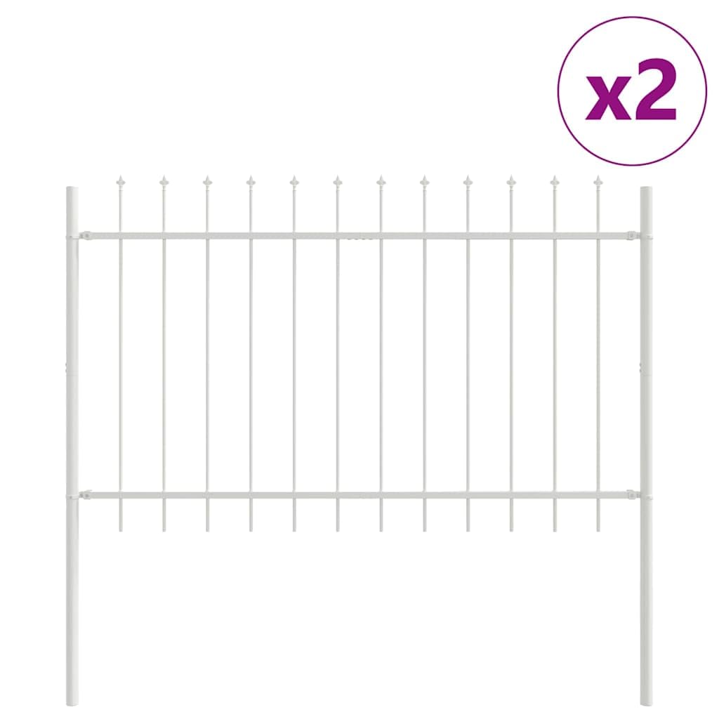 Set di 2 recinzioni da giardino, colore bianco, 340 x 150 cm, in acciaio verniciato a polvere, moderno design rettangolare, robusta delimitazione per giardino, terrazza, balcone