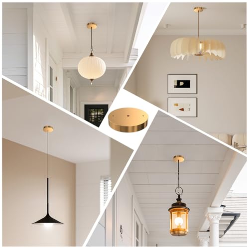 Image of Upgraded Version Light Canopy Kit, 4.7 Inch Light Fixture Cover Plate, Ceiling Chandelier Metal Kit with All Mounting Hardware for Chandelier, Pendant Light, Single Pendant Light (Gold)