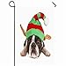 Bandera de jardín al aire libre 12.5 'x 18' Pulgadas Blanco Boston Terrier Sombrero de Navidad Cara a los animales Fauna Elfa Vacaciones Disfraz Perro Bebé Mejor Decoración de temporada grande Hogar B