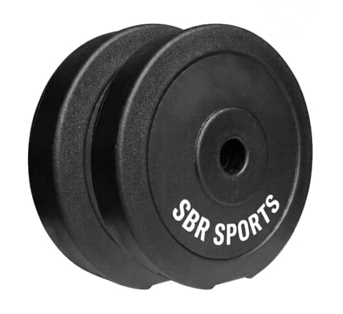 Image of SBR SPORTS`1 KG PVC WEIGHT PLATE PACK OF 2 PC, FITNESS WEIGHTS FOR HOME GYM EXERCISE FOR MEN & WOMEN DUMBBELL WEIGHT PLATES (1KG+1KG=2KG TOTAL)