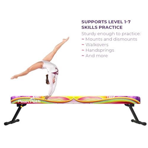 Peakpath 8FT Adjustable&Foldable Gymnastics Balance Beam,Home Gym Equipment,Easy Assembling and Storage,No Tool Require,for Kids Children Girls Training