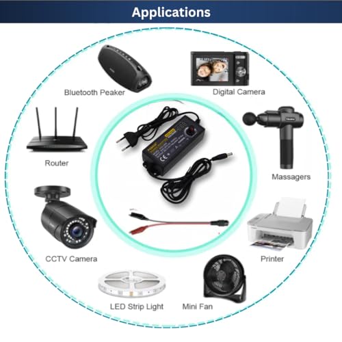 Image of 3V-12V 5A 60W Adjustable Power Supply with LED Display | Universal AC Adapter 100-240V to 3-12V