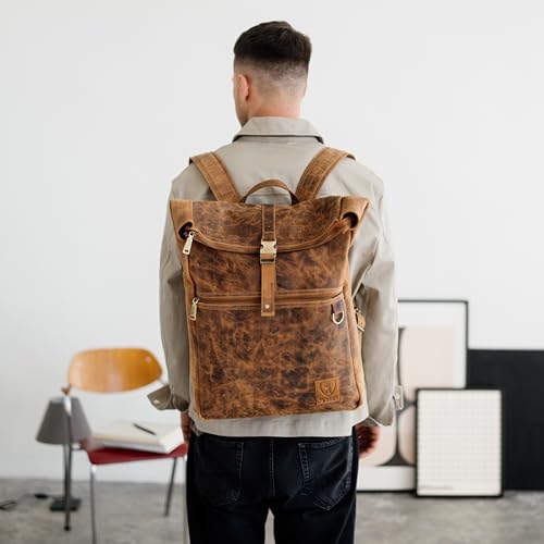 BERLINER BAGS Vintage Genuine Leather Backpack Utrecht XL, Laptop Backpack, Travel Backpack for Women and Men - Brown - Image 3