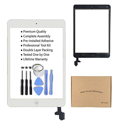 White Glass Replacement Digitizer Replacement Screen Replacement for iPad Mini Model A1432 A1454 A1455 A1489 A1490 Full Digitizer Glass Assembly Kits Includes Adhesive Stickers and Professional Tools