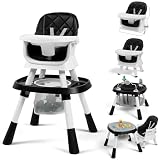 TODECARE Baby High Chair, 15 in 1 Convertible Highchair, Booster Seat, Building Block/Activity Table, Stool, Feeding Chair with Dishwasher-Safe Tray, High Chairs for Babies and Toddlers (Black)